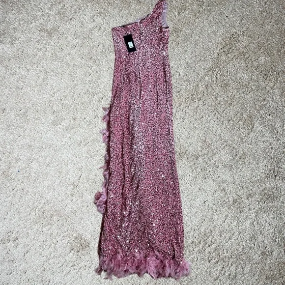 Fashion Nova Pink Sequin One-Shoulder Dress - Picture 2 of 2